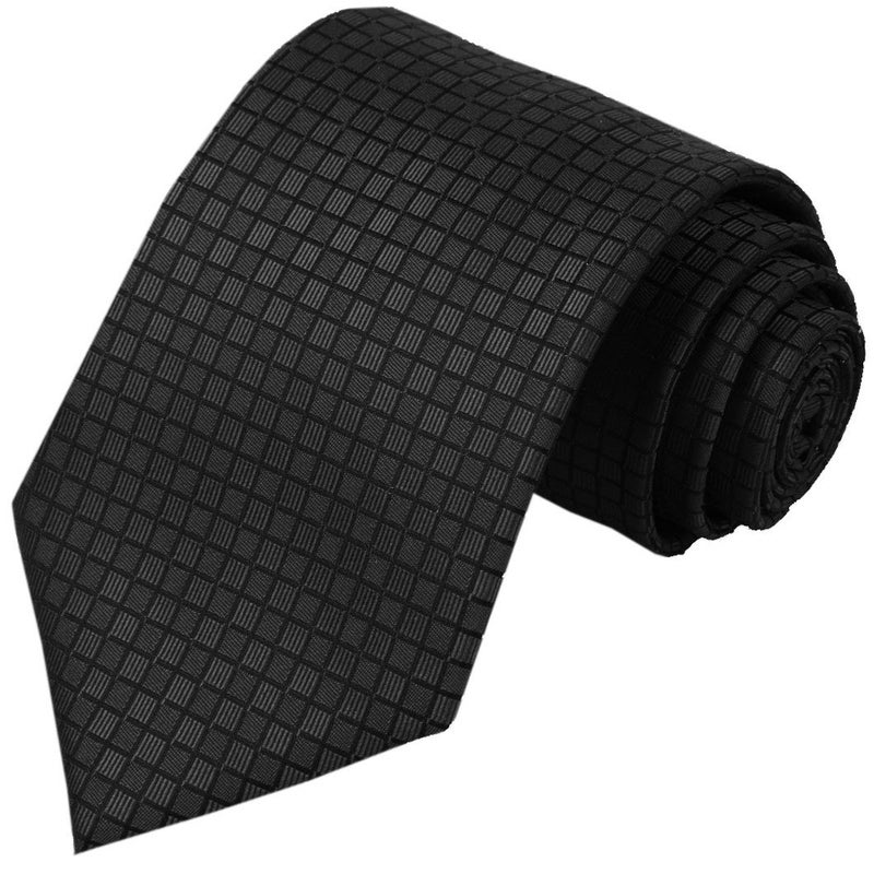 KissTies Mens Black Tie Checkered Necktie Wedding Ties For Men - Image 1